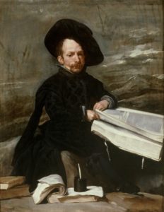 Gemälde Diego Velázquez  Hofnarr mit Buch auf den Knien als Leihgabe im Kunsthalle