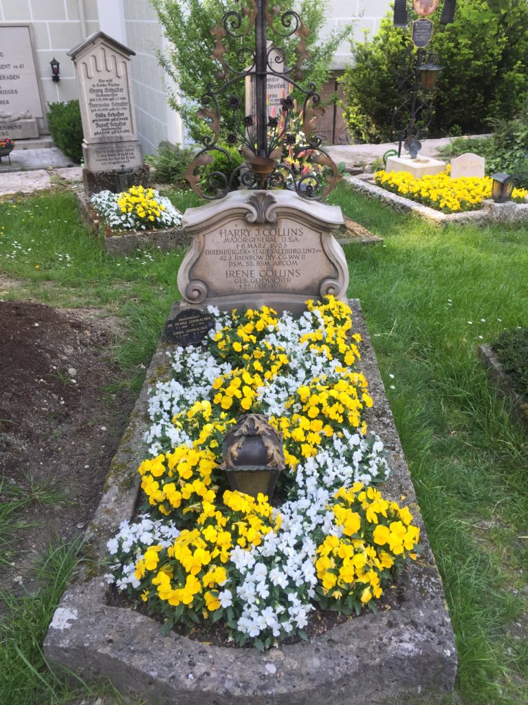 St. Peters Cemetery - the tomb of Mayor General Harry J. Collins/USA who saved Salzburg of being destroyed by Wolf War II bomb attacks.